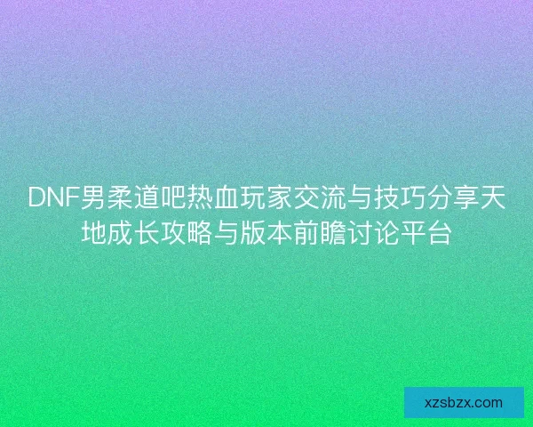 DNF男柔道吧热血玩家交流与技巧分享天地成长攻略与版本前瞻讨论平台