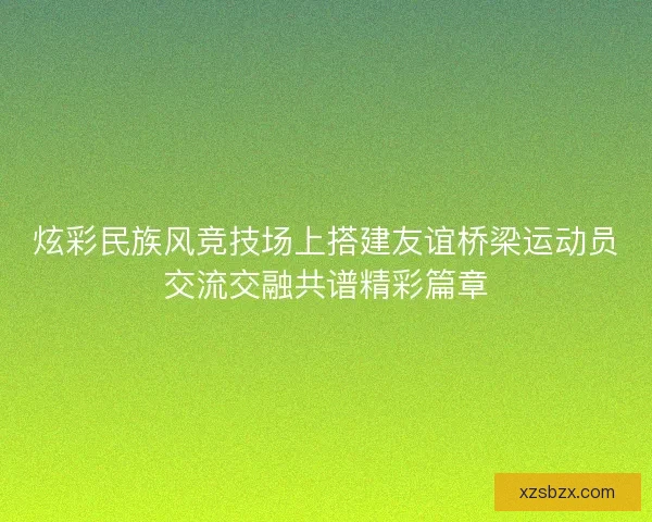 炫彩民族风竞技场上搭建友谊桥梁运动员交流交融共谱精彩篇章